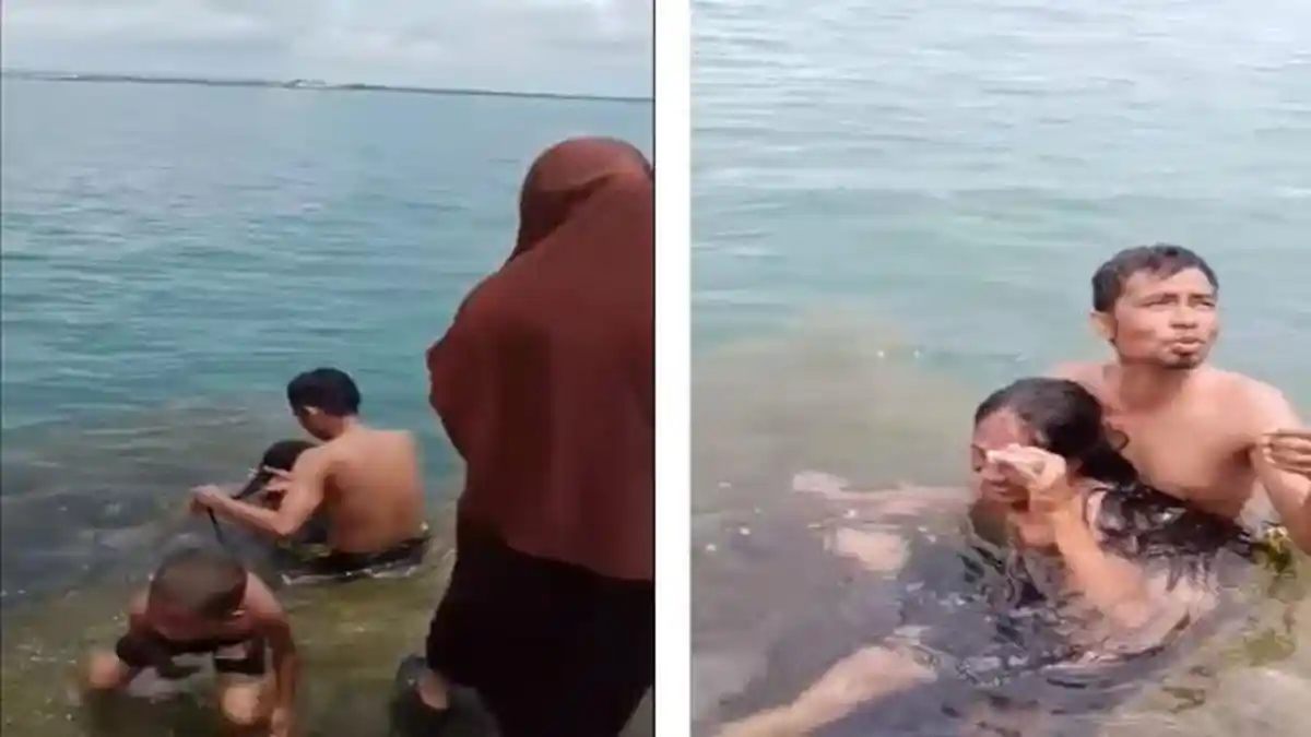 VIRAL Video Istri Labrak Suami Lagi Mandi dengan Si Rambut Panjang, Malah Cengengesan