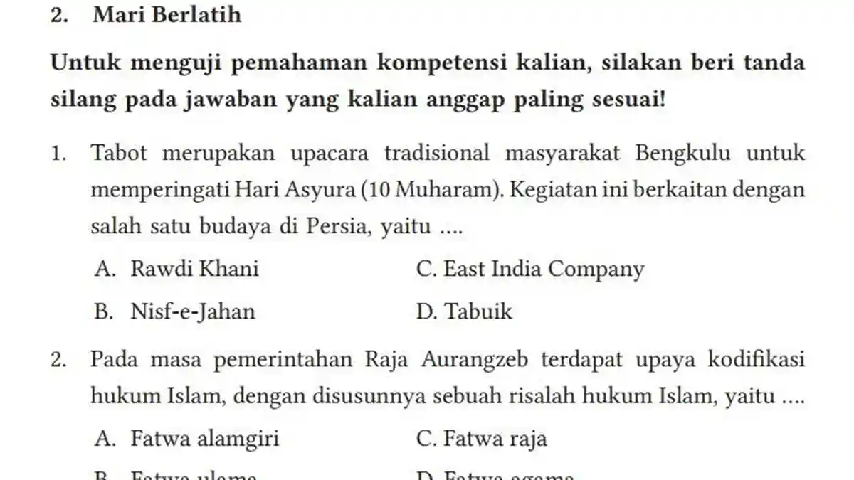 Kunci Jawaban PAI Kelas 9 Halaman 262 263 264 265 Kurikulum Merdeka, Mari Berlatih Bab 10