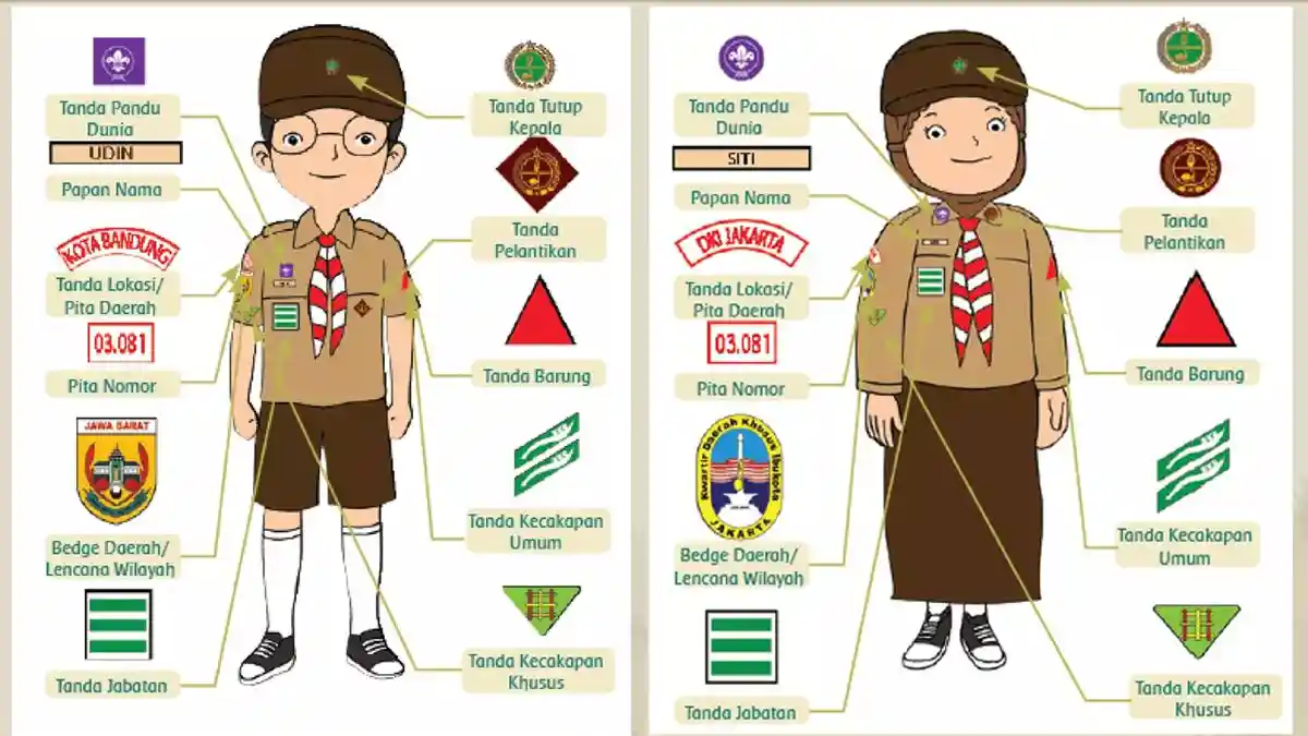 Daftar Atribut Pramuka Siaga Putra dan Putri SD, Aturan dan Tata Letak Cara Pemasangannya