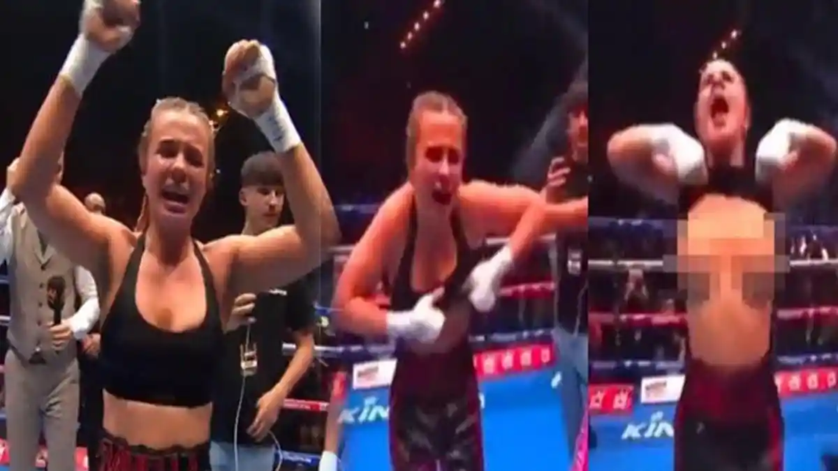 RAYAKAN Kemenangan, Petinju Wanita Ini Pamerkan Payudara dari Atas Ring, Langsung Disanksi