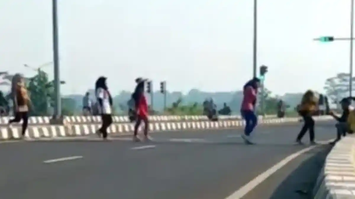Demi Konten, Lagi-Lagi Viral Video Tik Tok Emak-Emak di Jalan Raya, Kali Ini di Exit Tol Pekalongan