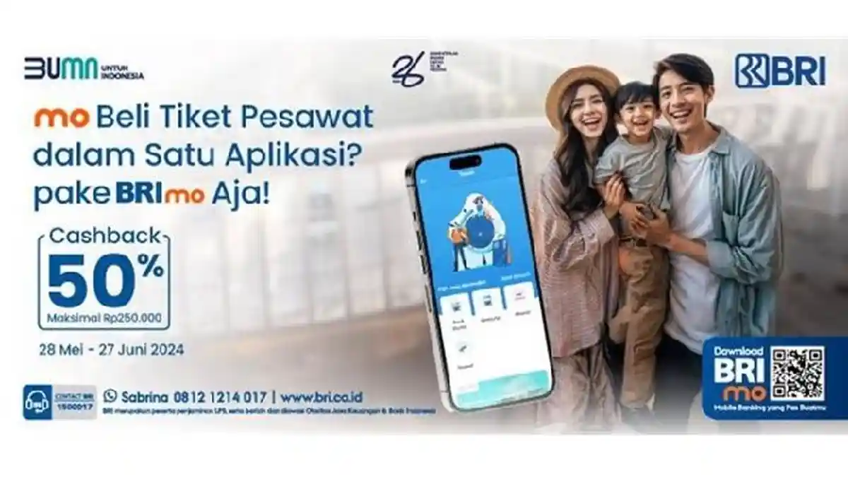 Liburan Sekolah Makin Dekat dan Hemat dengan Promo Cashback 50 Persen Tiket Pesawat di BRImo