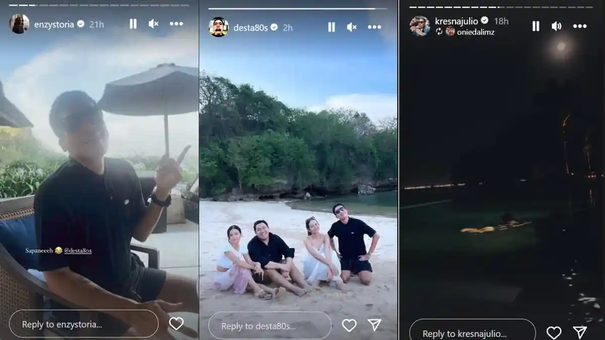 Desta dan Enzy Storia Berenang dan Liburan ke Pantai Bali Bersama