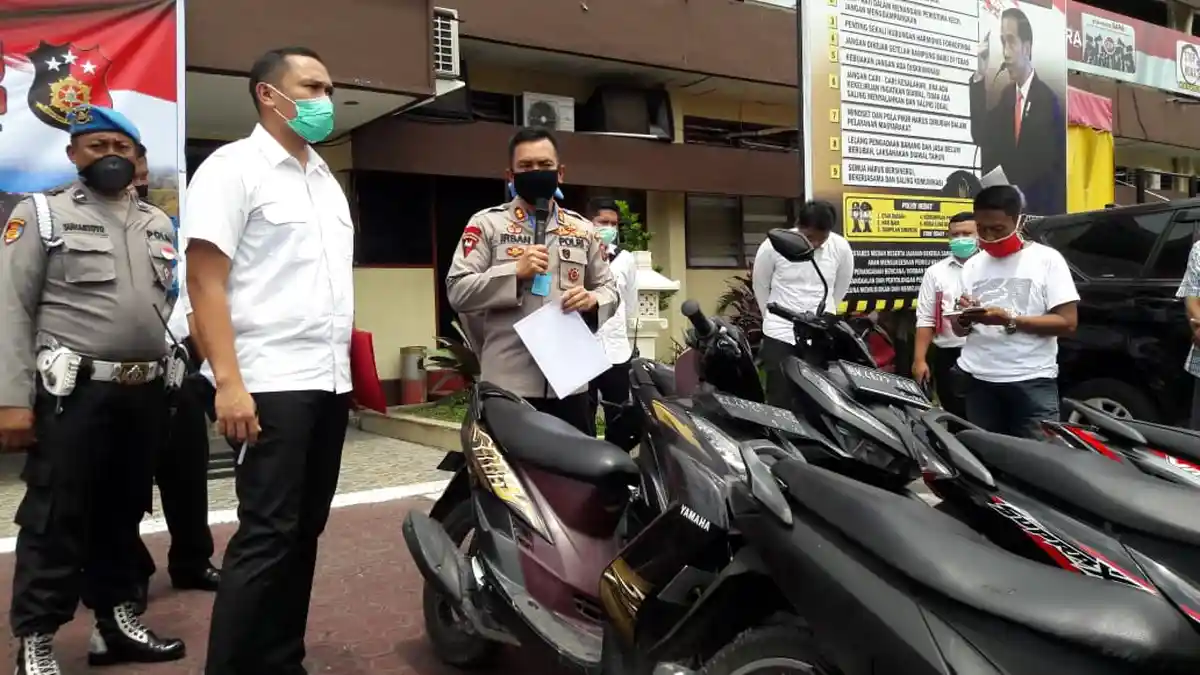 GENG MOTOR BERAKSI saat Virus Corona Mewabah, 20 Orang Diciduk Polrestabes Medan, 23 Motor Diamankan