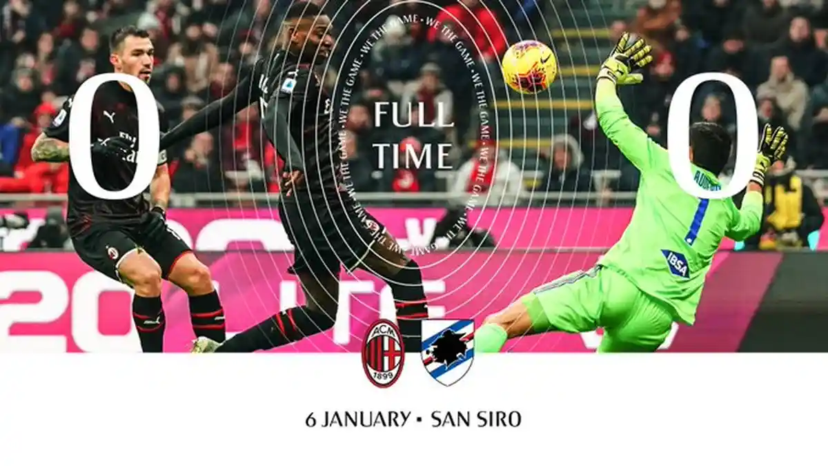 Hasil Liga Italia AC Milan vs Sampdoria, Zlatan Ibrahimovic Debut, AC Milan Rasih Hasil Seri