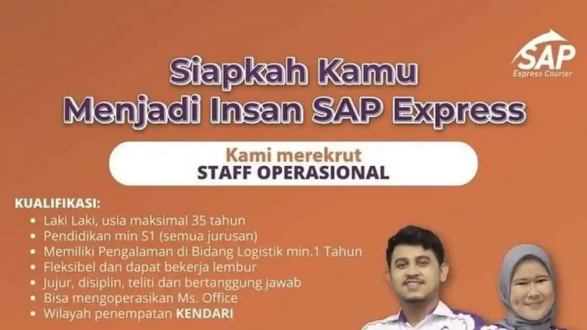 Lowongan Kerja Kendari SAP Express Courier Buka Loker Staf Operasional, Syarat dan Cara Daftar