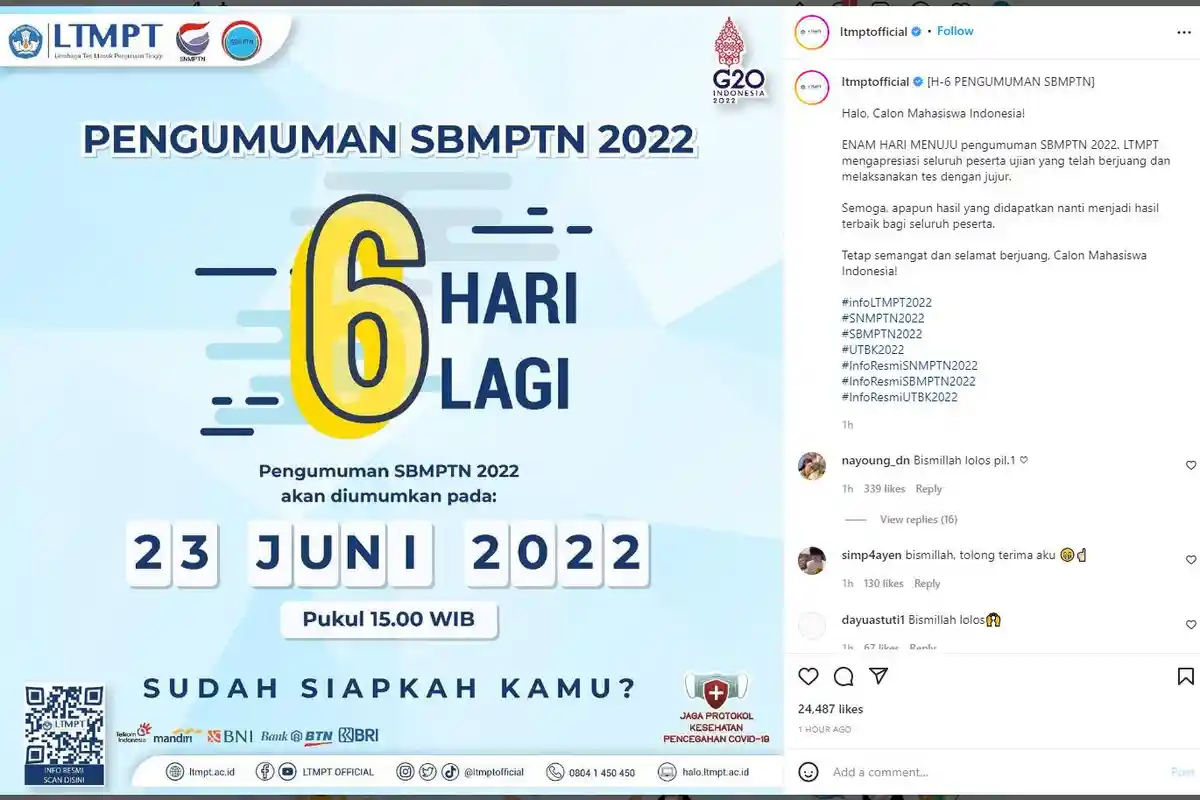 Simak Cara Mengecek Hasil UTBK SBMPTN 2022, Pengumuman 6 Hari Lagi