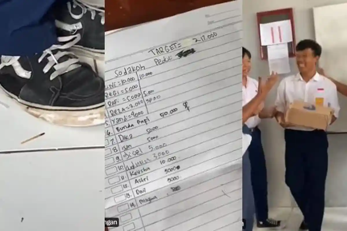 PATUT Dicontoh! Siswa SMP Patungan untuk Ganti Sepatu Teman yang Sudah Jebol, Lihat Ekspresi Harunya
