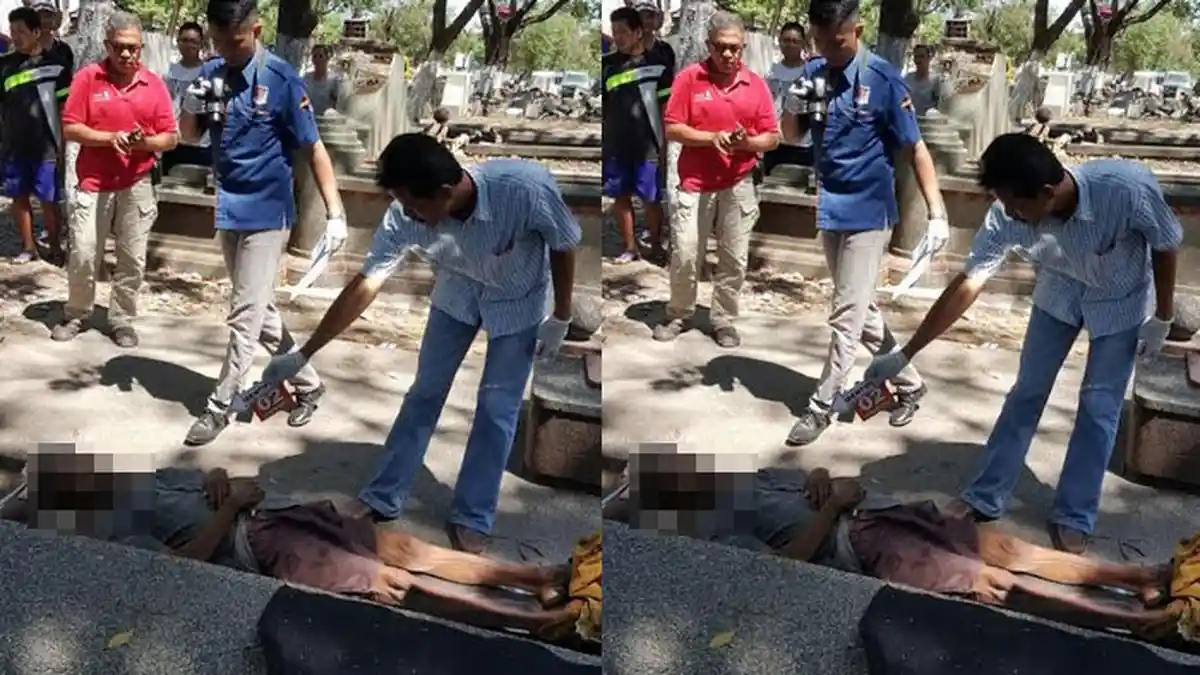 Terlihat Bersandar di Makam, Saat Didekati Pria Ini Rupanya Sudah Meninggal