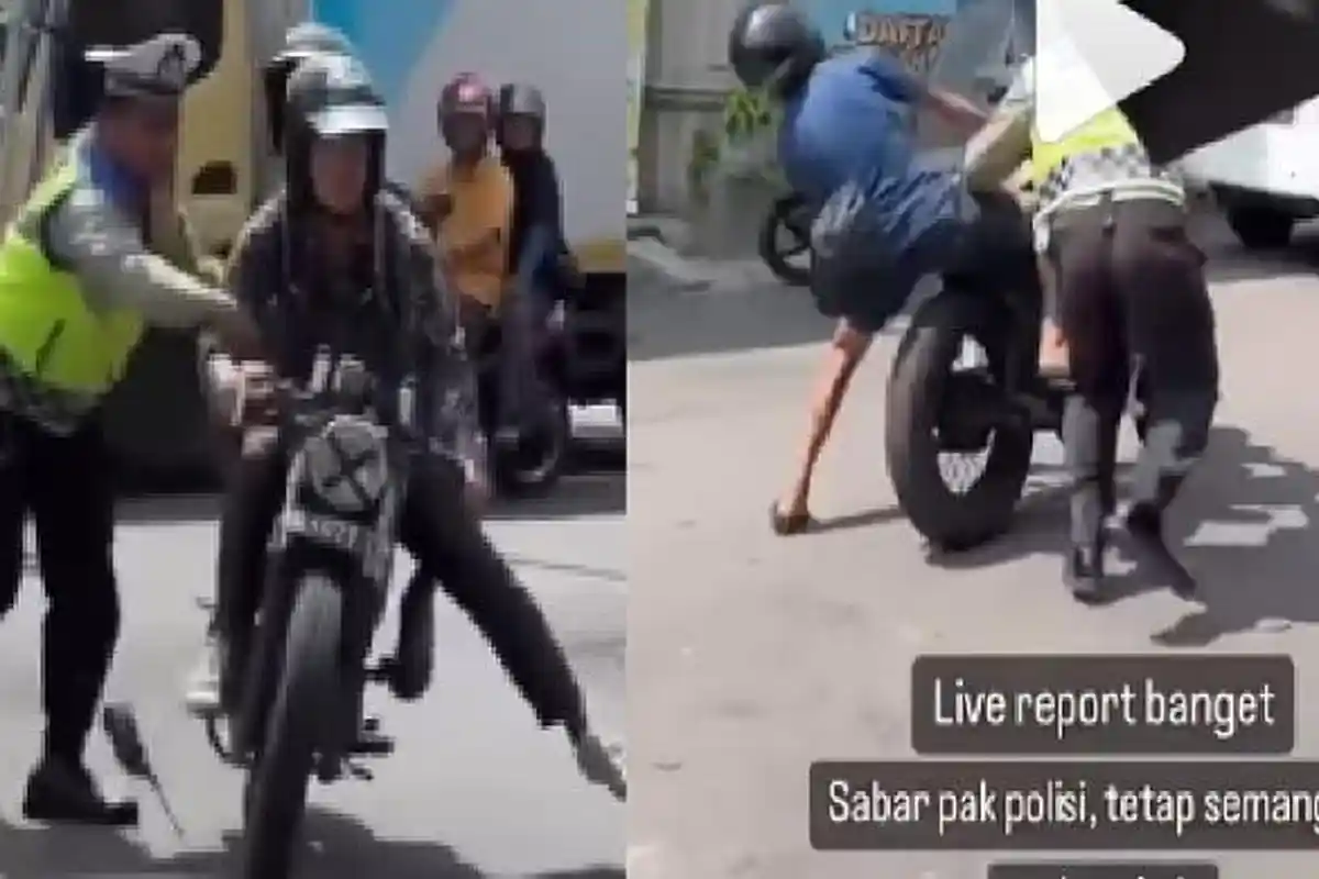 Video Viral Seorang Polisi Terseret di Jalan Saat Hentikan Pemotor yang Melanggar di Yogyakarta