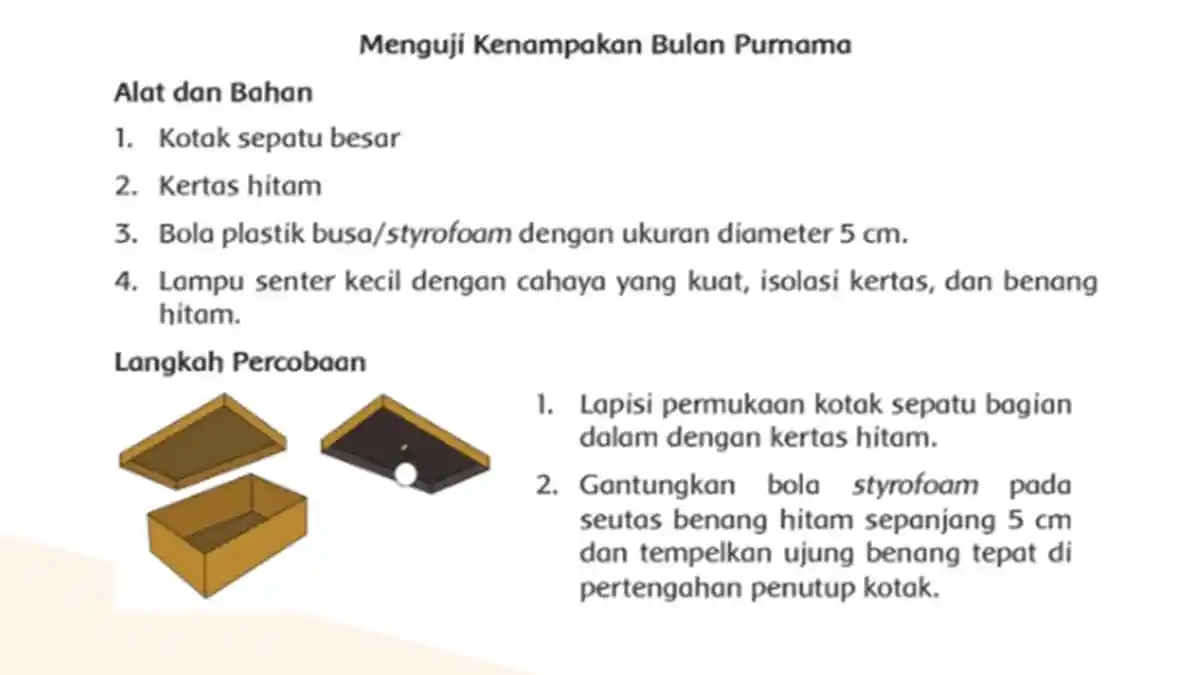 Kunci Jawaban Tema 8 Kelas 6 SD Halaman 65: Menguji Kenampakan Bulan Purnama