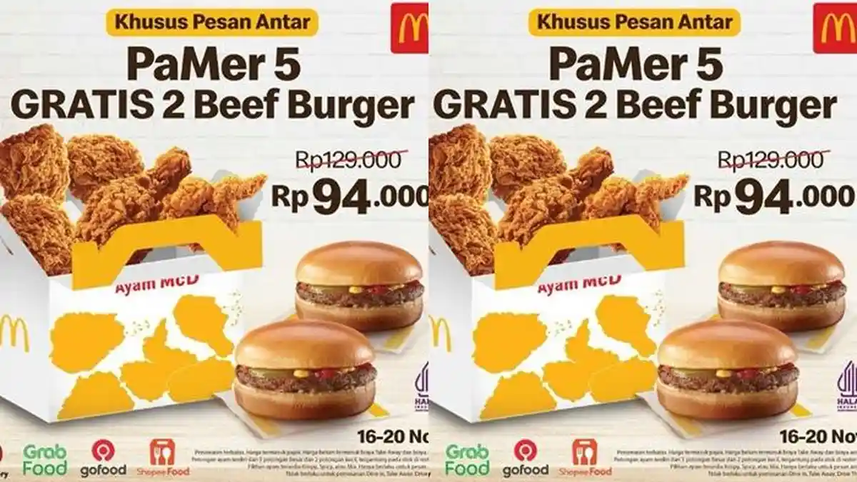 Katalog Promo McD Hari ini Jumat 17 November 2023, Pesan PaMer 5 Ala Carte Gratis 2 Burger