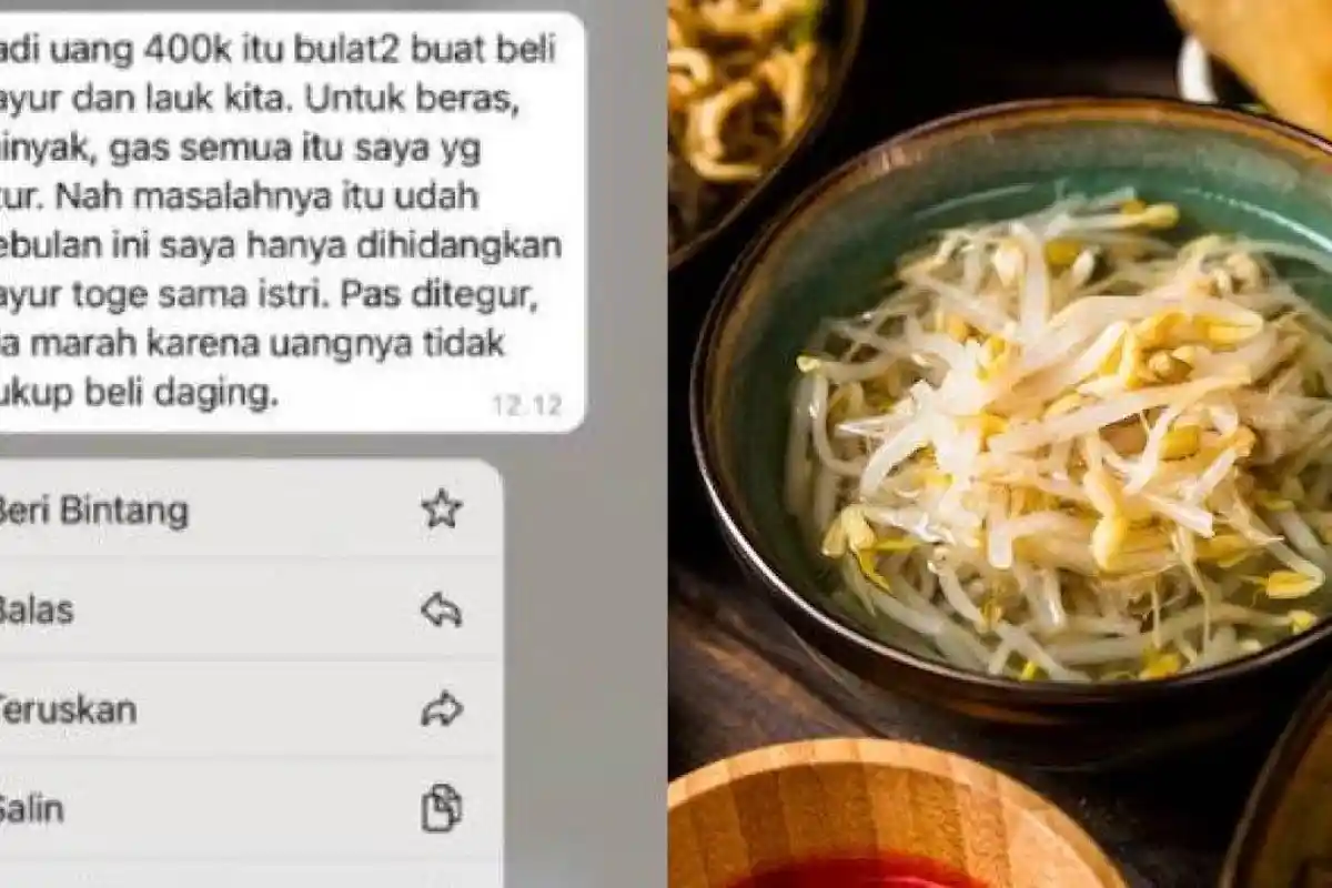 Viral Curhat Suami Cuma Makan Sayur Toge Dihujat Waganet, Gegara Nafkahnya Cuma Rp 400 Ribu Sebulan