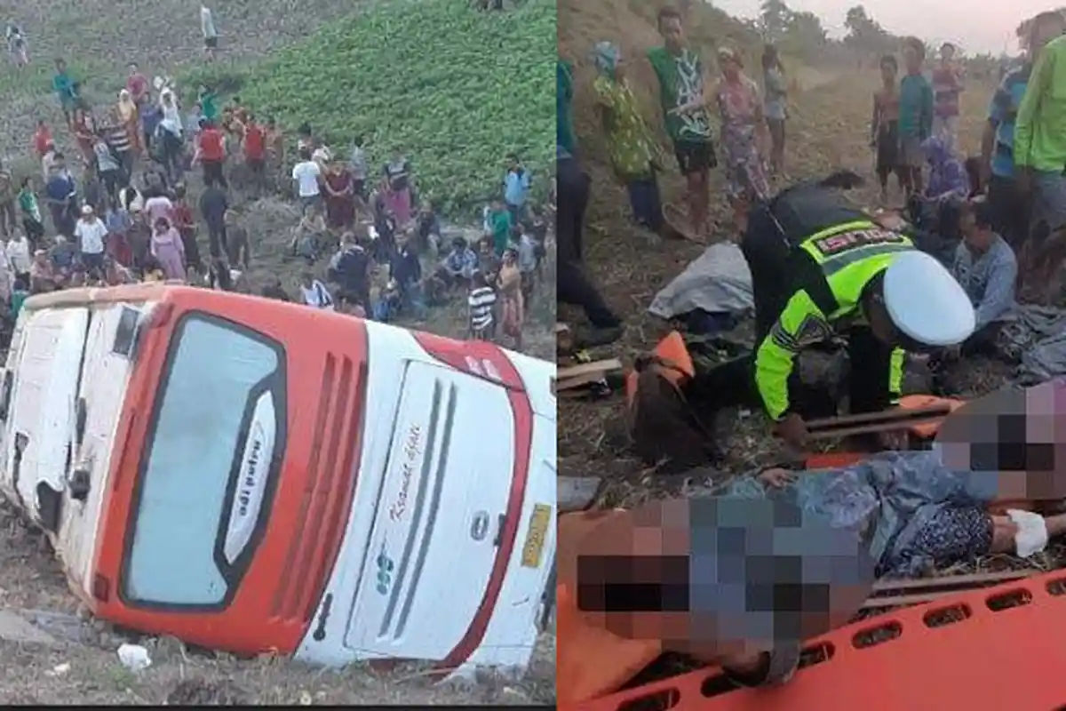 Penyebab Kecelakaan Bus Kramat Djati di Tol Sumo, Terperosok 15 m hingga 2 Orang Tewas, Ini Faktanya