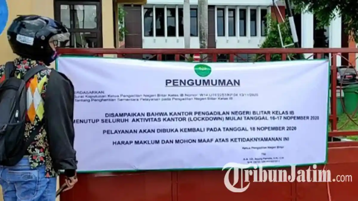4 Pegawai PN Blitar Positif Covid-19, Kantor Tutup Mulai Hari Ini: Jadwal Sidang Ditunda Dulu 
