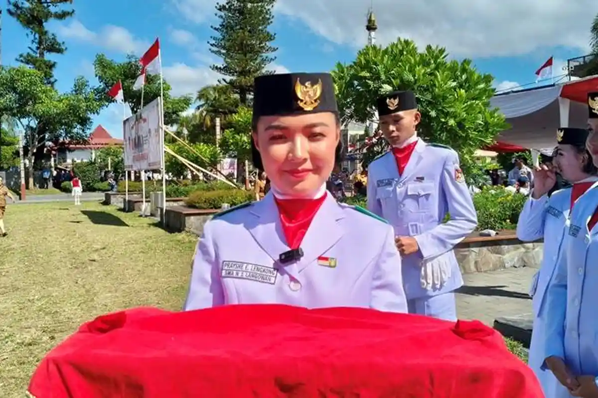 Profil Prayshe Lengkong, Gadis Cantik Pembawa Sang Merah Putih di Upacara HUT ke-80 RI di Minahasa