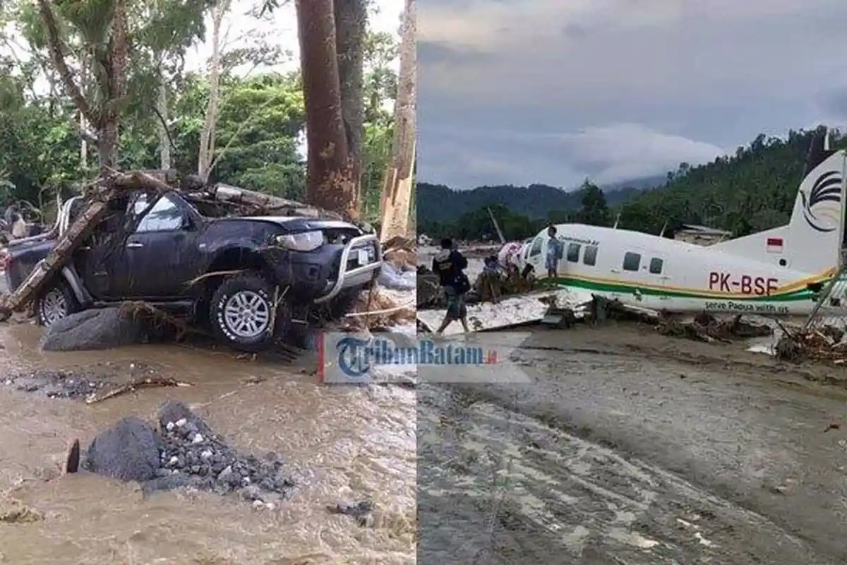 Banjir Bandang Terjang Sentani Papua Hingga Seret Pesawat, Sementara Tewaskan 42 Korban Jiwa
