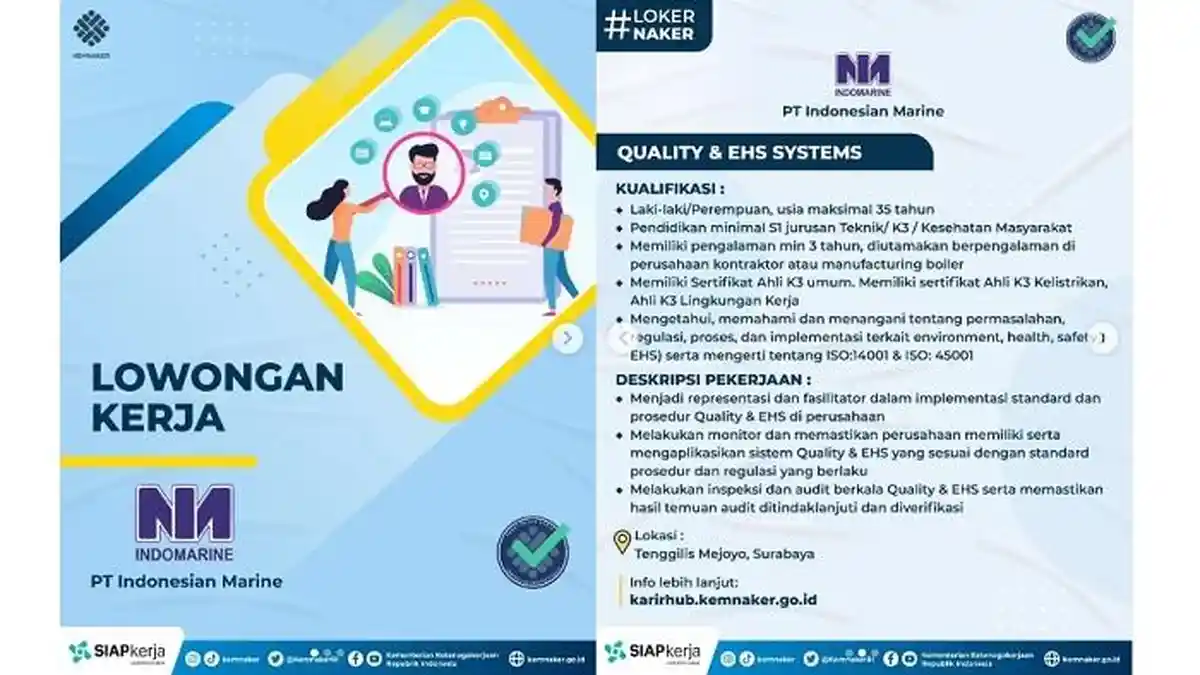 Lowongan Kerja PT Indonesian Marine untuk Lulusan D3 atau S1