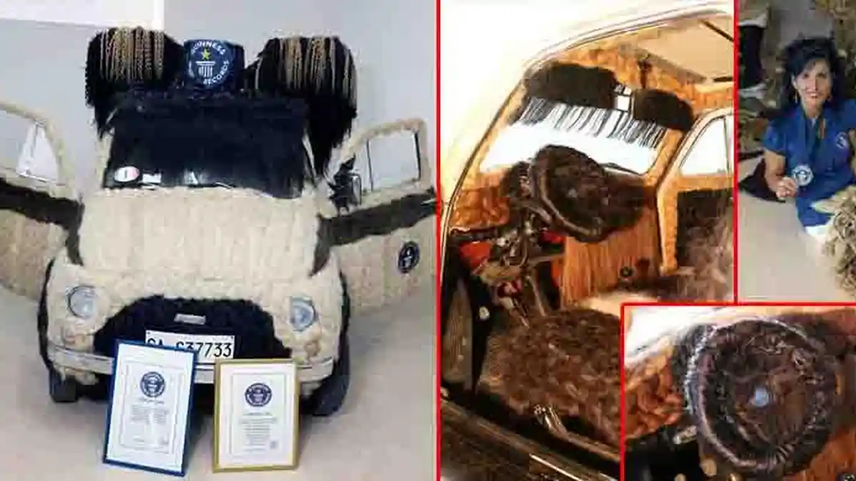 Penata Rambut Ini Selimuti Mobil dengan Rambut Manusia