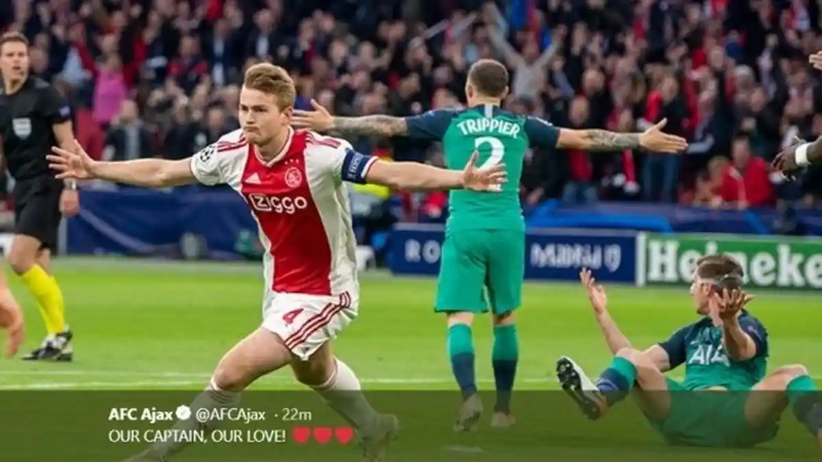 Hasil Ajax vs Tottenham Hotspur, Gol Matthijs de Ligt & Ziyech Bawa Tuan Rumah Unggul Babak Pertama