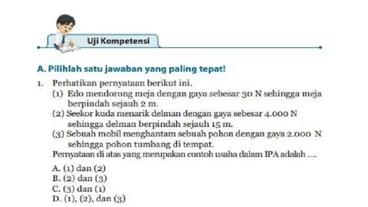 Kunci Jawaban Pelajaran IPA Kelas 8 SMP, Kurikulum 2013 Halaman 99-103: Soal Pilihan Ganda dan Essay