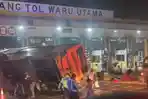 Bus Rombongan Wisatawan Asal Grobogan Terguling Usai Tabrak Gerbang Tol Waru, 10 Orang Luka-luka