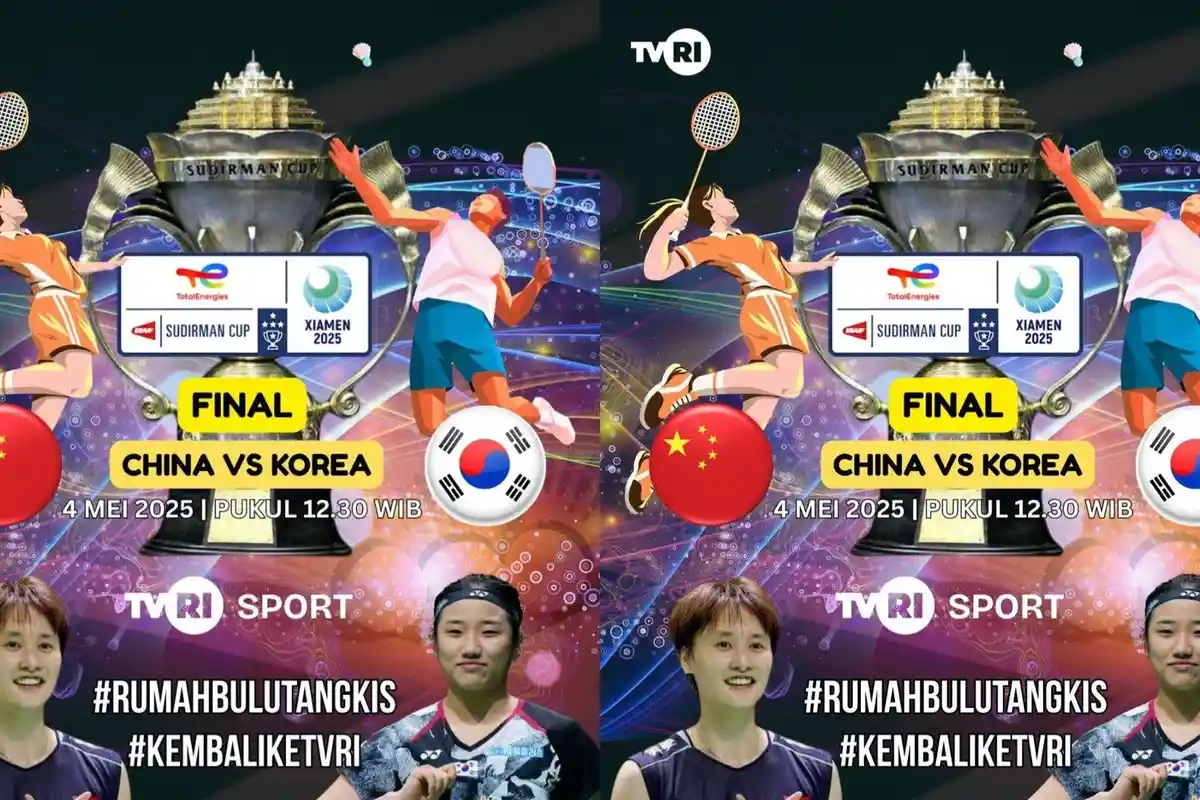 Link Live Streaming Final Sudirman Cup 2025: China vs Korea, Tayang di TVRI Mulai 12.30 WIB