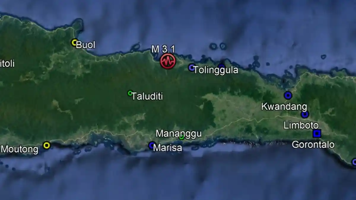Gempa Bumi M3.1 di Gorontalo Jelang Senin Dini Hari