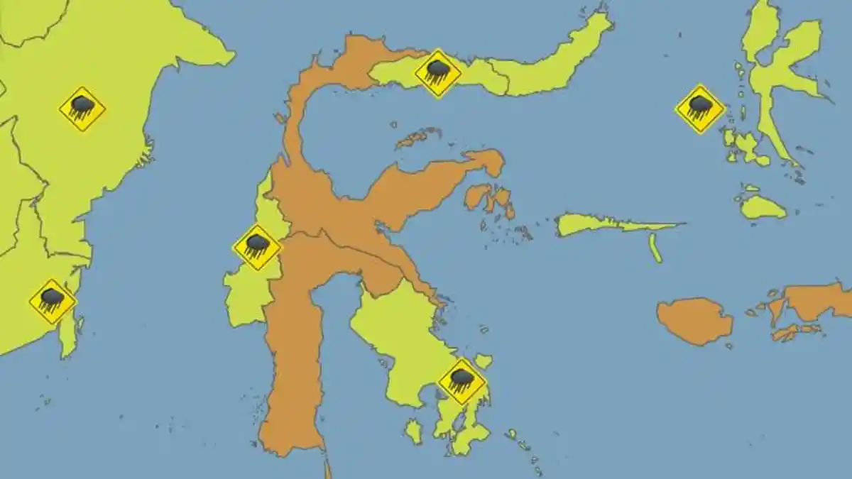 Peringatan Dini Cuaca Sulawesi Tenggara Hari ini: Kendari, Kolaka, Konawe, Muna, Bombana, Butur