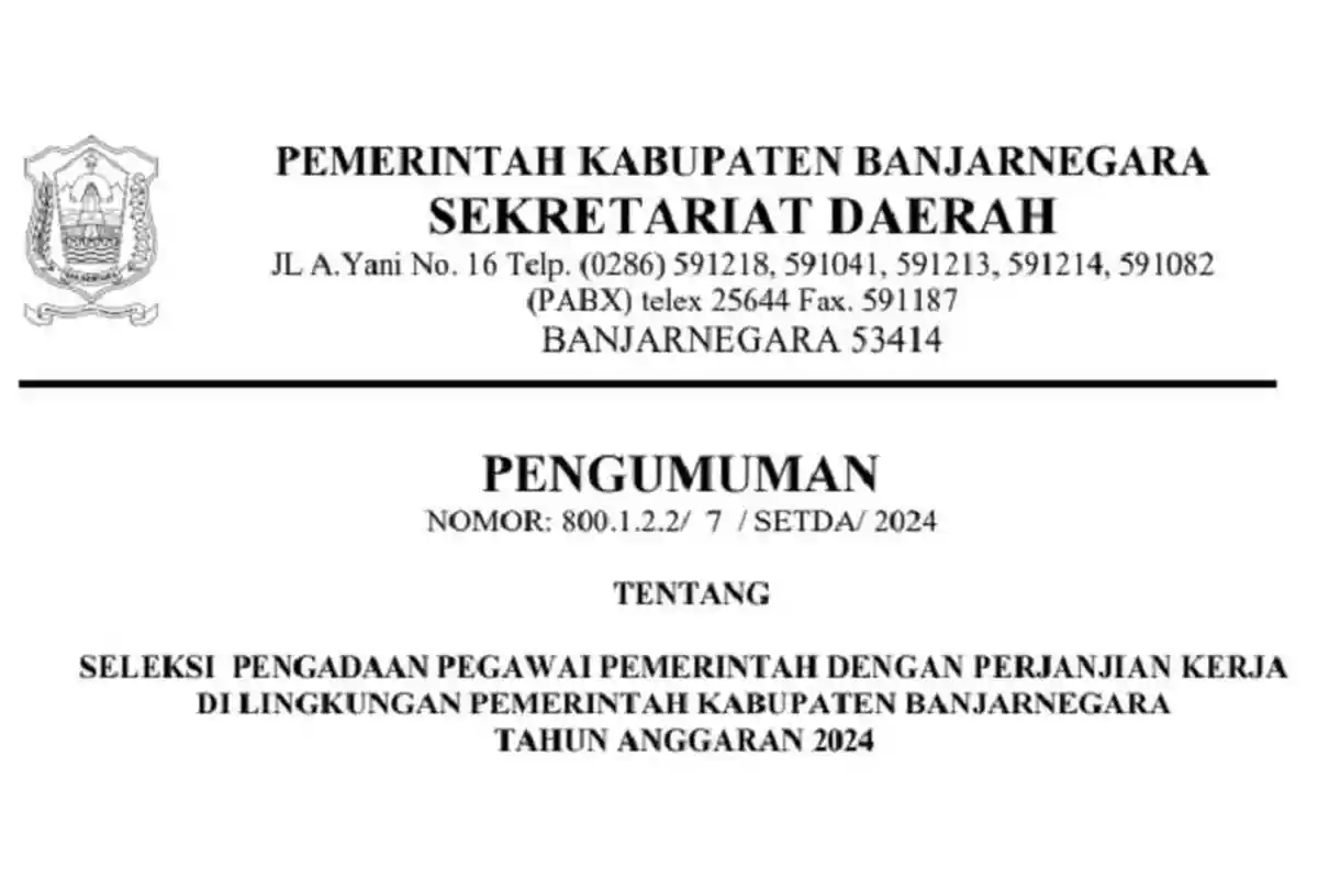 Link Download PDF Rincian 780 Formasi PPPK 2024 Pemkab Banjarnegara sscasn.bkn.go.id