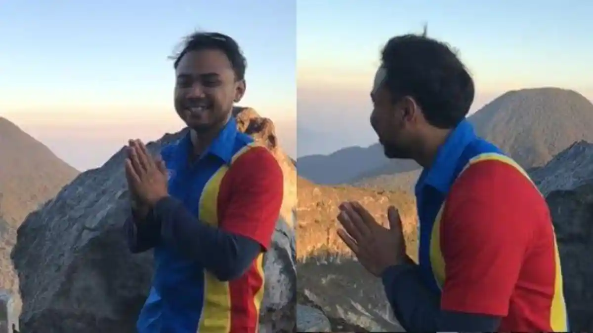 Bagus Rahmad Riadi Kaget Aksinya Viral, Naik Gunung Gede Pangrango Pakai Seragam Indomaret