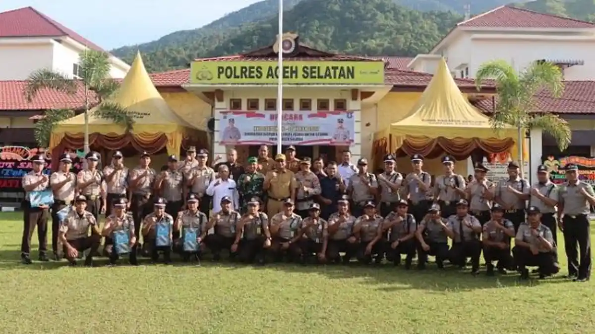 Polres Aceh Selatan Gelar Upacara HUT Ke-42 Satpam, Ini Pesan Kapolres