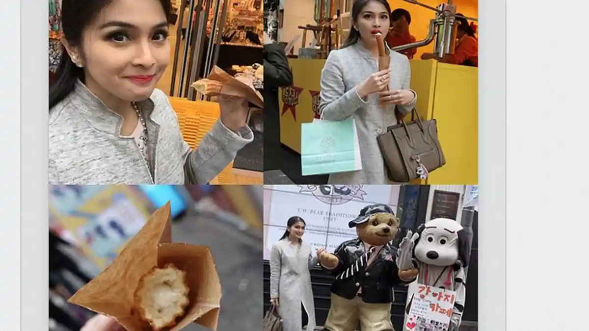 Foto Wisata Kuliner Artis Sandra Dewi di Kota Myeongdong