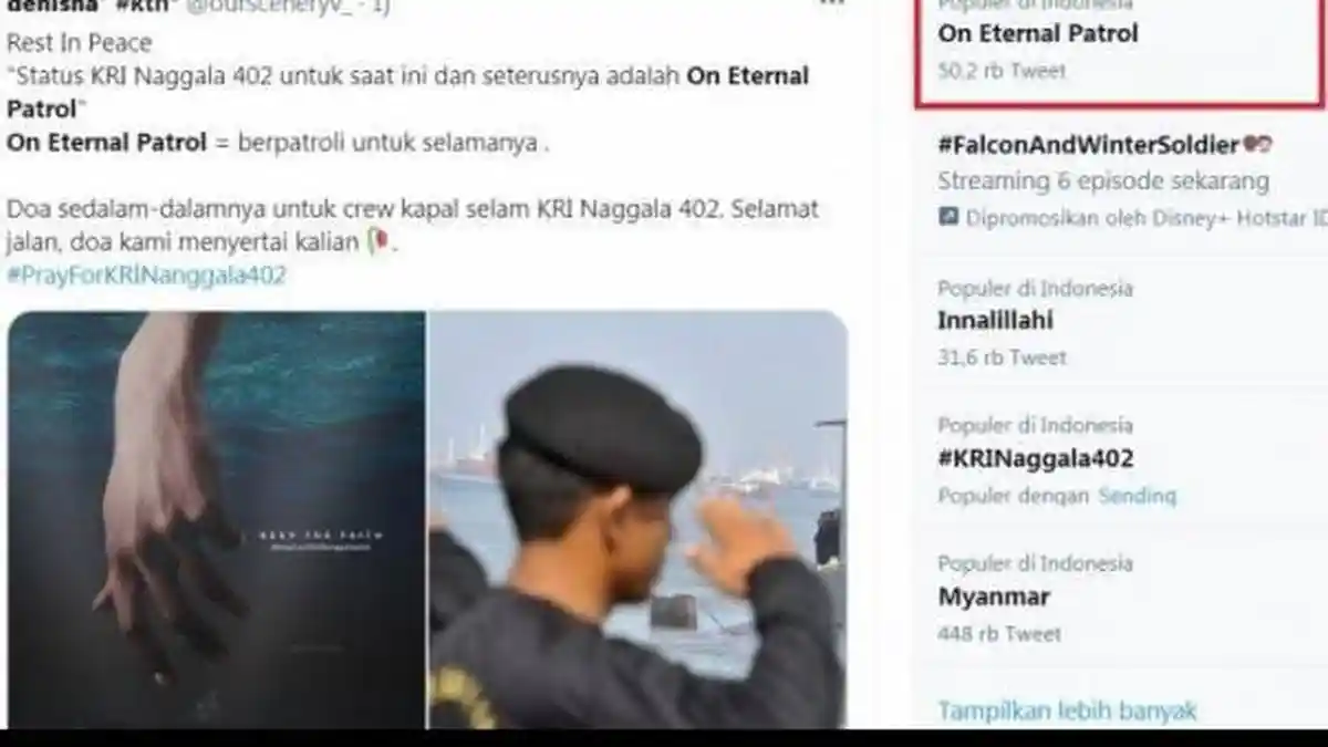 KRI Nanggala 402 Tenggelam, Istilah Subsunk dan On Eternal Patrol Jadi Trending di Twitter