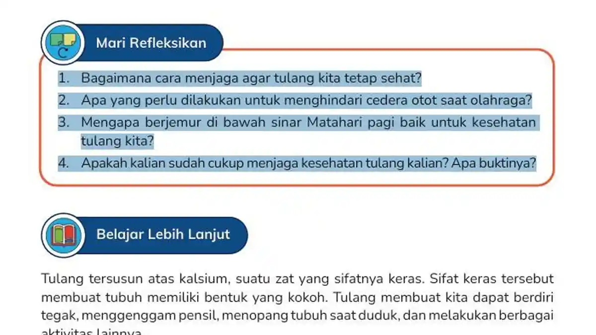 Kunci Jawaban IPAS Kelas 6 SD Halaman 18 Kurikulum Merdeka, Cara Menjaga Agar Tulang Sehat