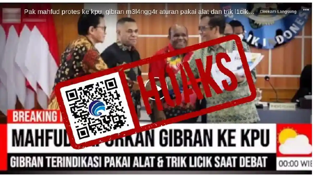 HOAX! Mahfud MD Laporkan Gibran karena Memakai Alat dan Trik saat Debat Cawapres