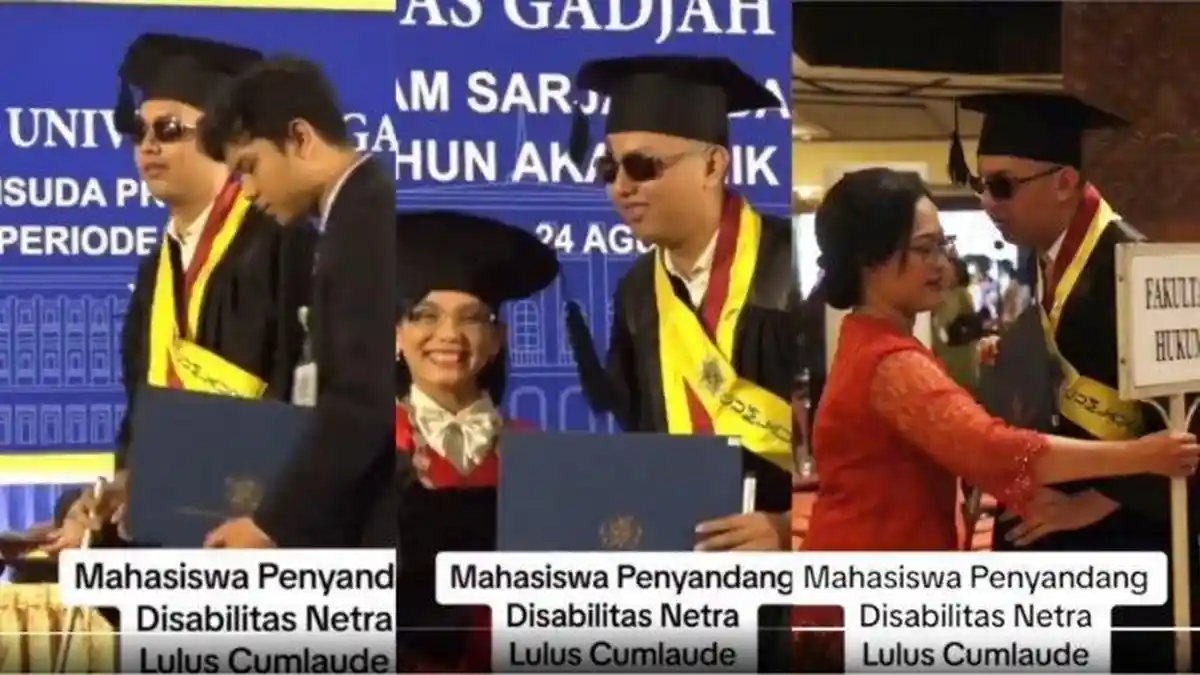 Sosok Farrel, Mahasiswa Tunanetra Lulus Cumlaude dari UGM, Tiap Kuliah Dijemput Teman di Gerbang