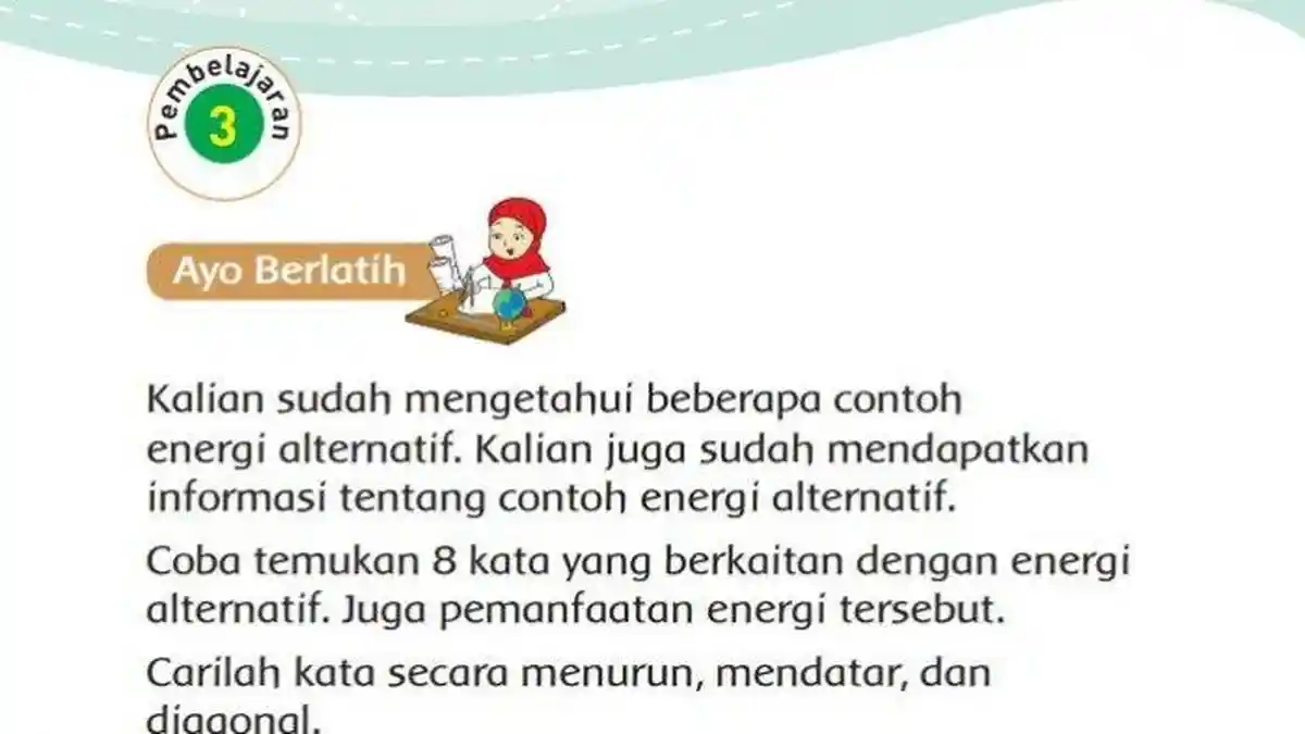 Kunci Jawaban Tema 6 Kelas 3 Halaman 123 Energi Alternatif