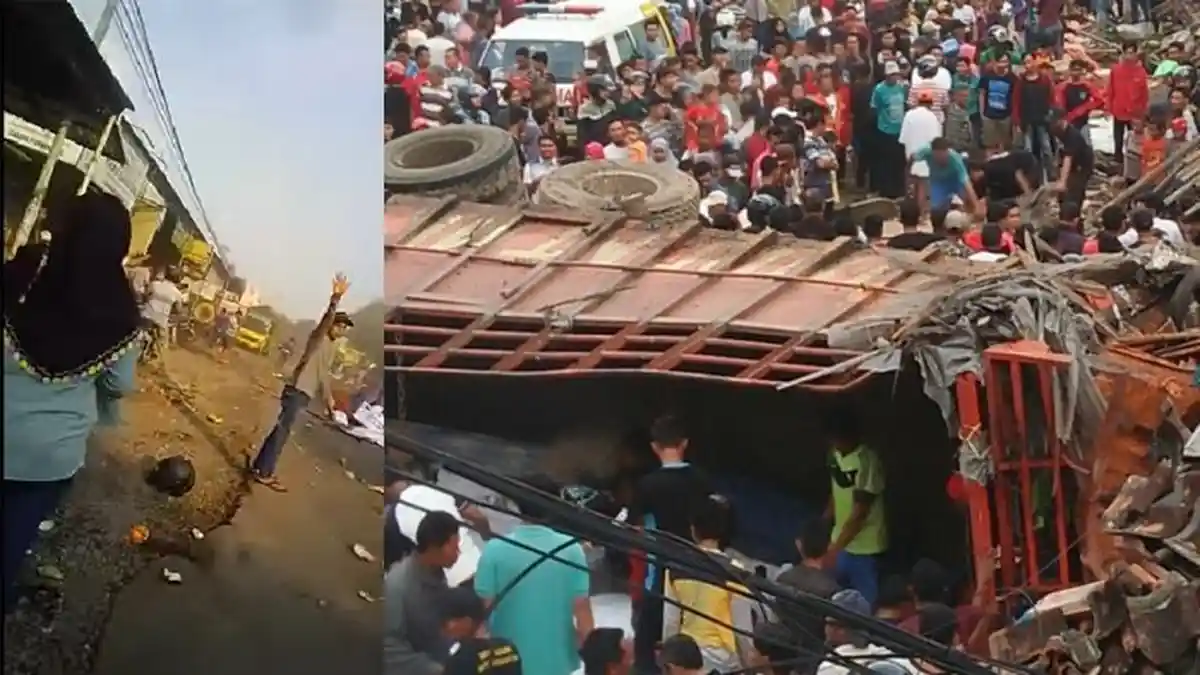 Video Mencekam Truk Tabrak Rumah, Motor, Mobil di Brebes 11 Orang Tewas, Jerit Pilu Wanita & Anak