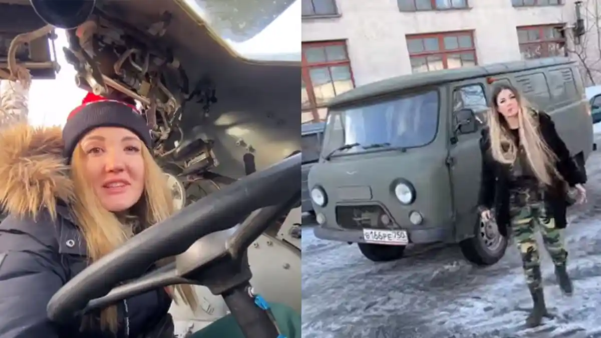 VIRAL Nastya Tuman, Selebgram Cantik Rusia Mahir Kendarai Tank Perang ...