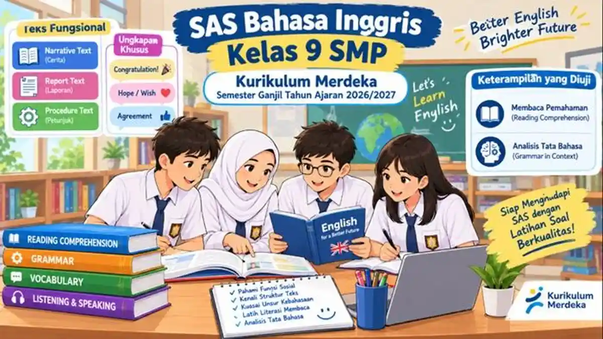 40 Soal SAS Bahasa Inggris Kelas 9 SMP, Soal Terbaru Semester 1 Tahun ...