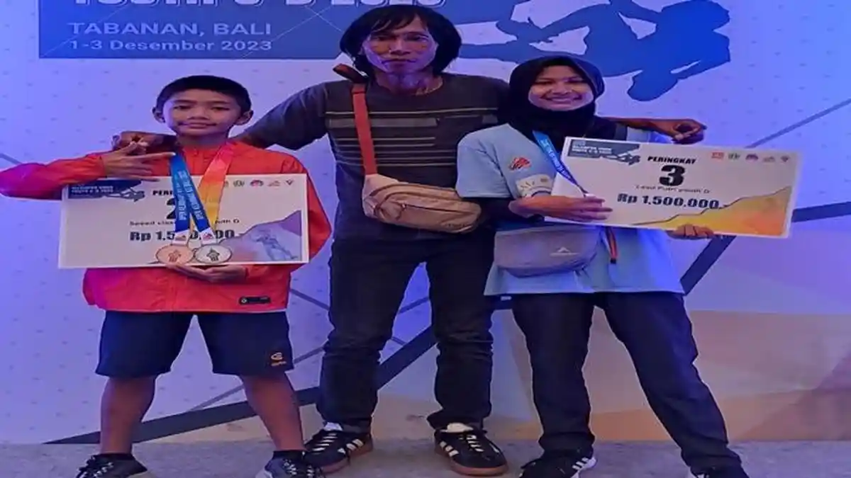 Dua Atlet Panjat Tebing Palembang Boyong 3 Medali di Open Kejurnas Panjat Tebing Bali 2023