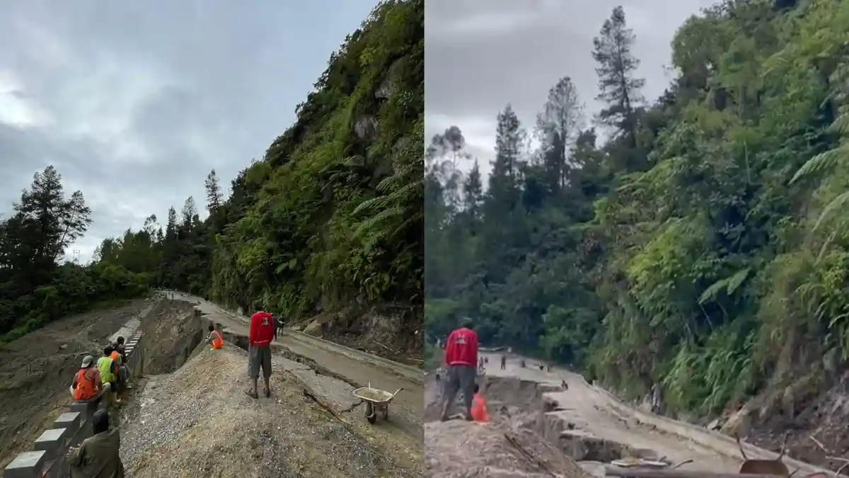 Jalan Lingkar Samosir Kembali Putus, Lalu Lintas Tomok-Onan Runggu Lumpuh Total