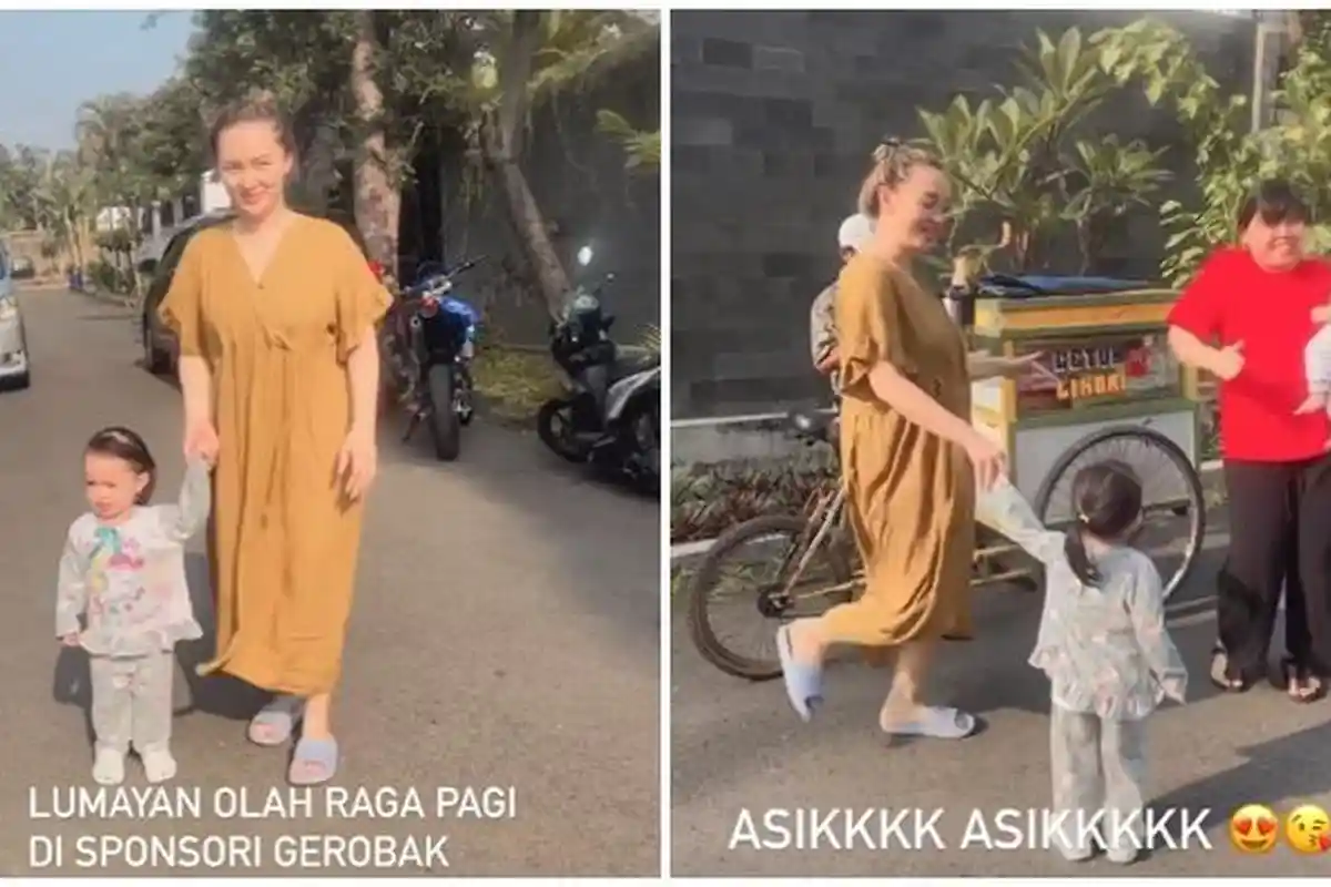 Zaskia Gotik Ajak Dua Putrinya Olahraga Pagi Sambil Jajan Getuk, Arsila Asyik Goyang Itik