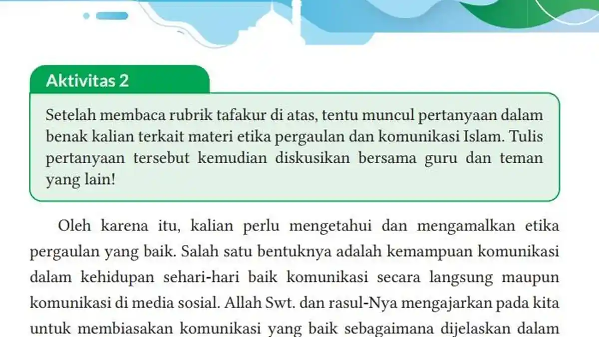 Jawaban Soal PAI Kelas 9 Semester 1 Halaman 63 Kurikulum Merdeka, Aktivitas 2