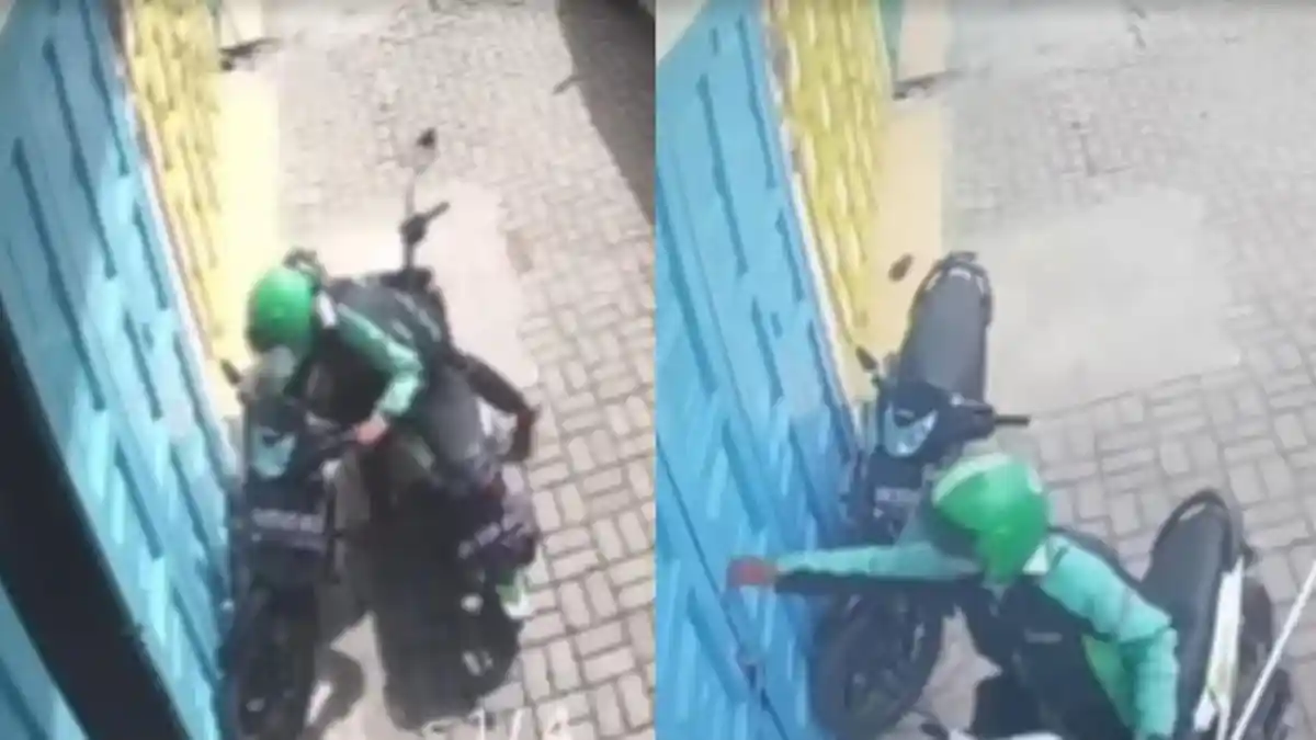 Pria Pakai Jaket Ojol Coba Maling Motor, Panik karena Aksinya Terekam CCTV