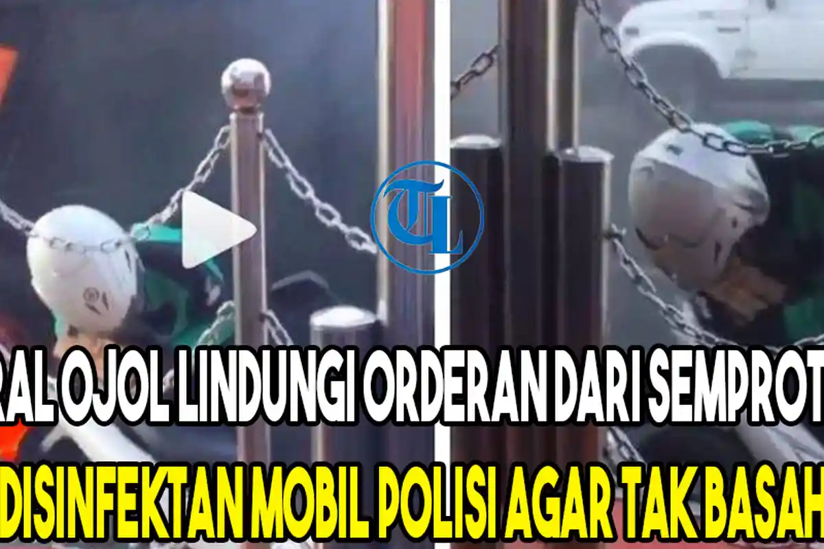 VIRAL Ojol Lindungi Orderan dari Semprotan Disinfektan Mobil Polisi Agar Tak Basah