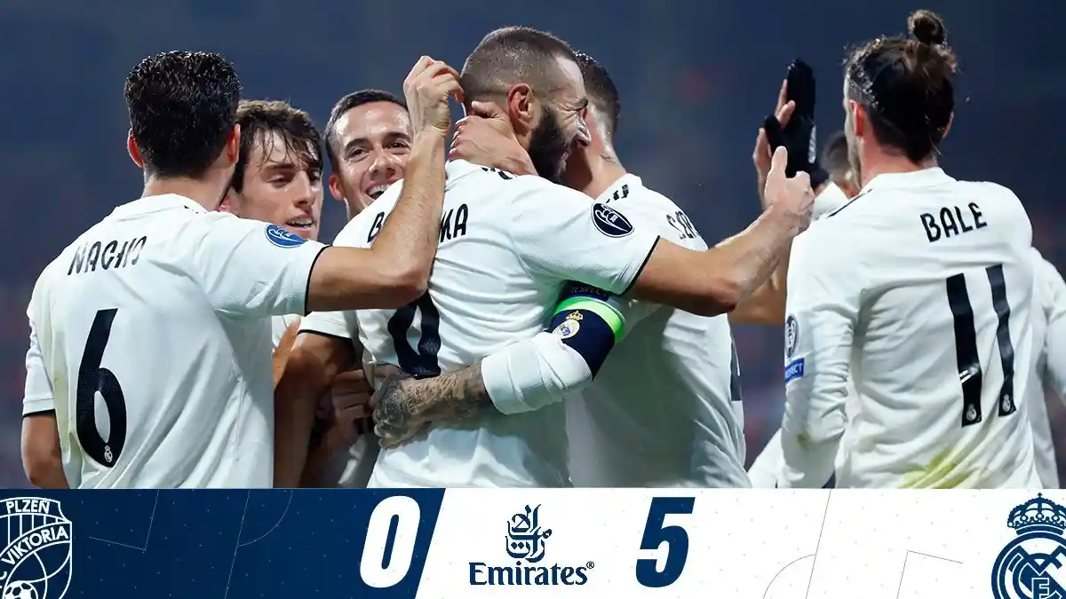 Hasil Liga Champion, Real Madrid vs Viktoria Plzen. Madrid Pesta 5 Gol, Karim Benzema Sudah 200 Gol