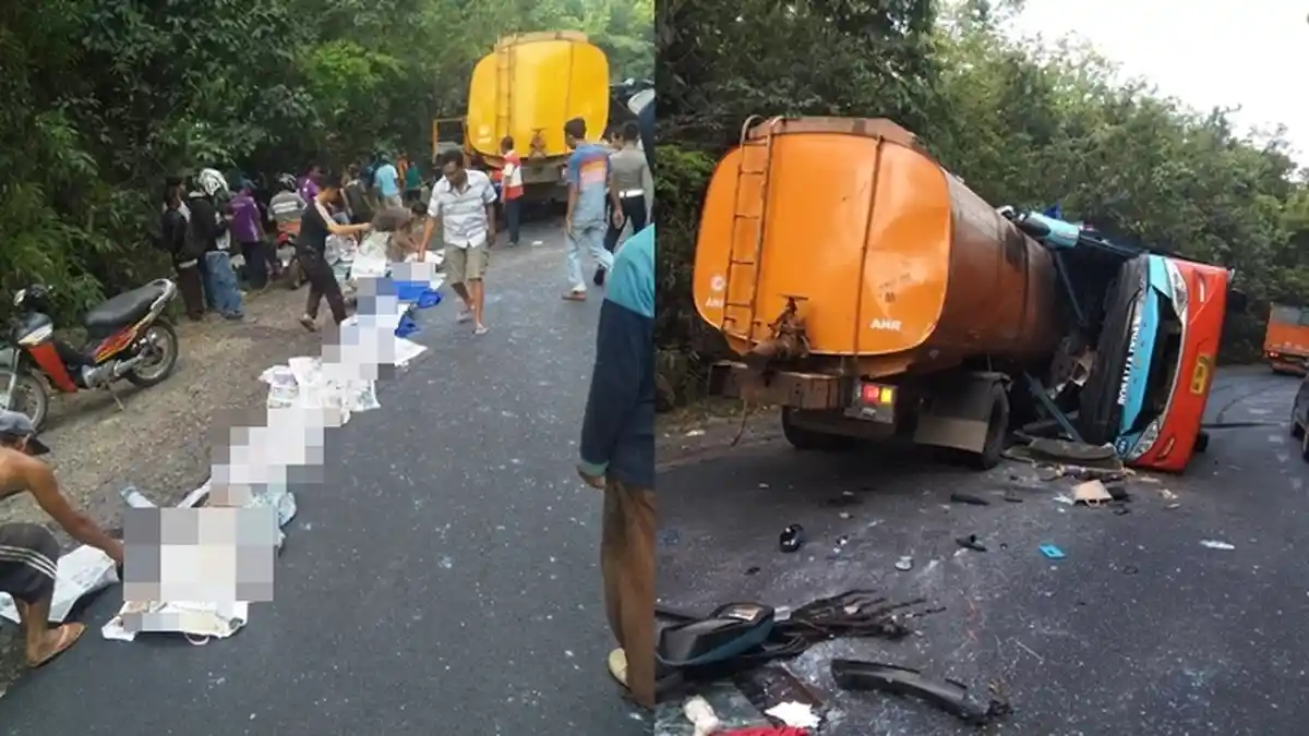 Bus Rosalia Indah Hantam Truk CPO - 27 Penumpang Tergilas, 8 Tewas 19 Cedera