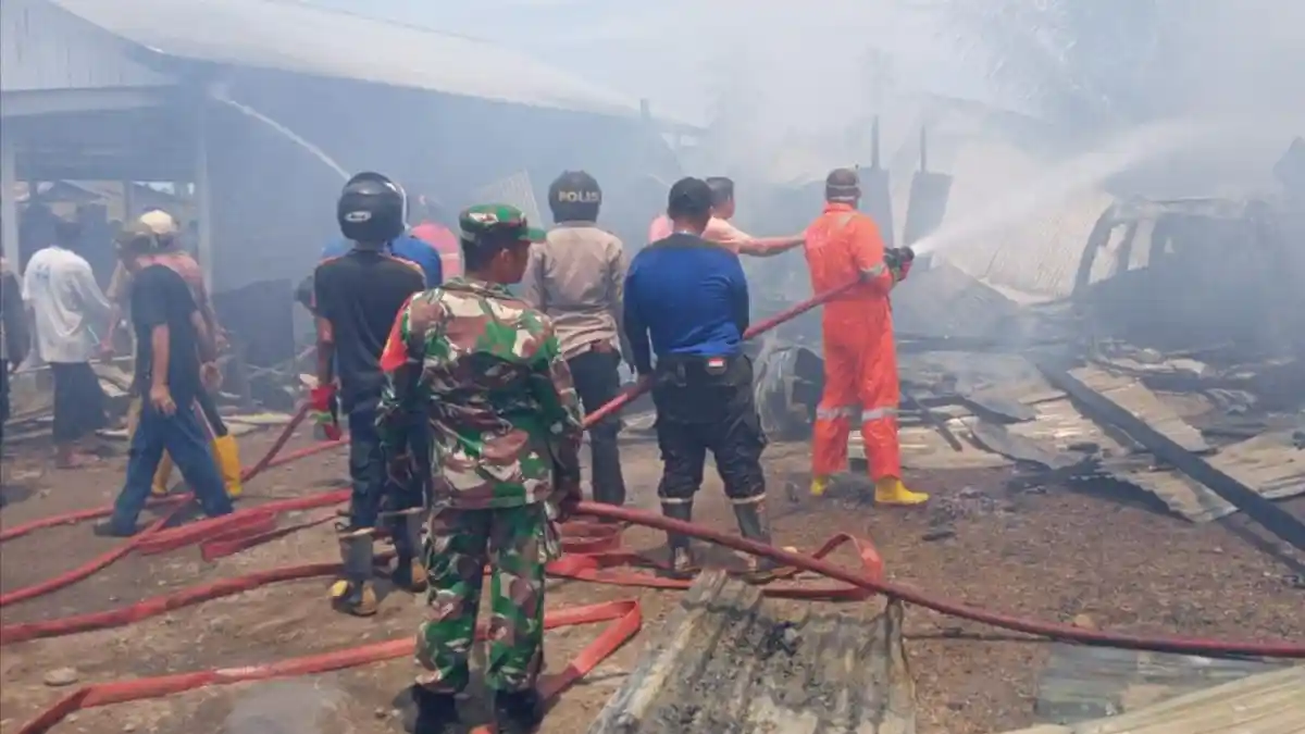 Ditinggal Pemilik ke Medan, Bengkel Las dan Gudang Kelontong di Labuhan Haji Ludes Terbakar